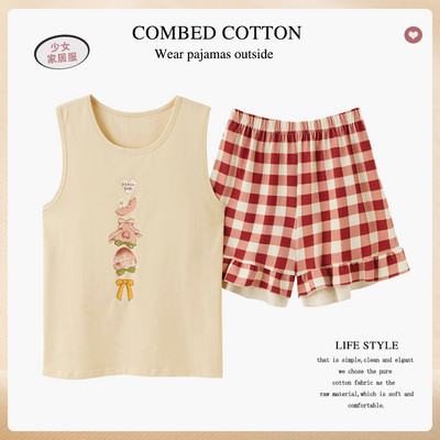 Pijamale pentru femei Lenjerie de dormit solidă de vară Set de pijamale din bumbac Pantaloni scurți cu maiou Set de lenjerie intimă moale fără mâneci