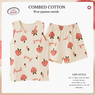 Pijamale pentru femei Lenjerie de dormit solidă de vară Set de pijamale din bumbac Pantaloni scurți cu maiou Set de lenjerie intimă moale fără mâneci