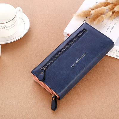 Γυναικείο μακρύ παχύ πορτοφόλι μονόχρωμο συμπλέκτης μεγάλης χωρητικότητας Ορθογώνιο τηλέφωνο Τσάντα τσέπης Γυναικεία PU Δερμάτινο τσαντάκι με κέρματα πολυτελείας