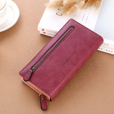 Γυναικείο μακρύ παχύ πορτοφόλι μονόχρωμο συμπλέκτης μεγάλης χωρητικότητας Ορθογώνιο τηλέφωνο Τσάντα τσέπης Γυναικεία PU Δερμάτινο τσαντάκι με κέρματα πολυτελείας