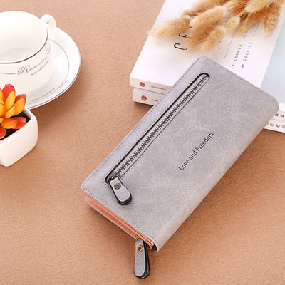 Γυναικείο μακρύ παχύ πορτοφόλι μονόχρωμο συμπλέκτης μεγάλης χωρητικότητας Ορθογώνιο τηλέφωνο Τσάντα τσέπης Γυναικεία PU Δερμάτινο τσαντάκι με κέρματα πολυτελείας