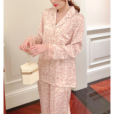 Γυναικείες πιτζάμες Σετ μακρυμάνικο παντελόνι Πιτζάμες από παγωμένο μεταξωτό σατέν μόδα Γυναικεία casual κορίτσια Νυχτικά πιτζάμες