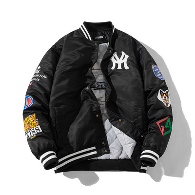 Jesenná a zimná bomber bunda pre mužov, výšivka, streetwear, slim fit, baseballový golier, bundy, kabáty, ležérne oblečenie, vetrovka pre ženy