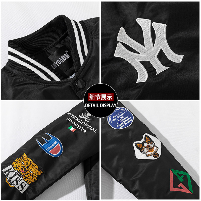 Jesenná a zimná bomber bunda pre mužov, výšivka, streetwear, slim fit, baseballový golier, bundy, kabáty, ležérne oblečenie, vetrovka pre ženy