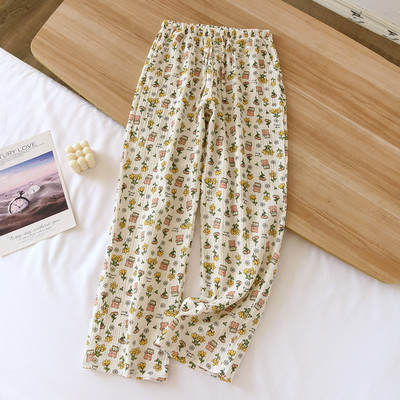 NHKDSASA Βαμβακερές Πυτζάμες Παντελόνι Γυναικεία Υπηρεσία για το Σπίτι Sleepwear Cute Night Loungear Print Sleep Bottoms Φαρδύ παντελόνι Νυχτερινό φόρεμα