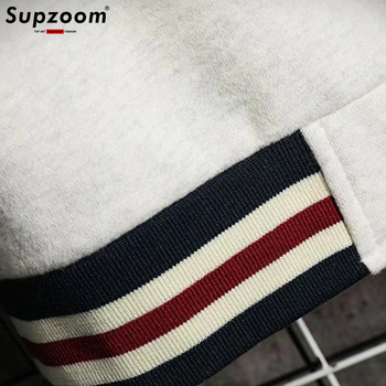 Supzoom New Arrival Letter Rib Sleeve Cotton Top Fashion Logo Едноредно ежедневно бомбардировач Бейзболно яке Свободна жилетка Палто