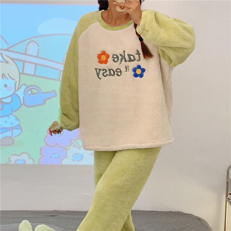 Χαριτωμένα βαμβακερά γυναικεία φανελένια πιτζάμες Χειμερινά θερμικά πυζά για Lady Kawaii Partterns Woman Pijamas Fashion Sleepwear για κορίτσι