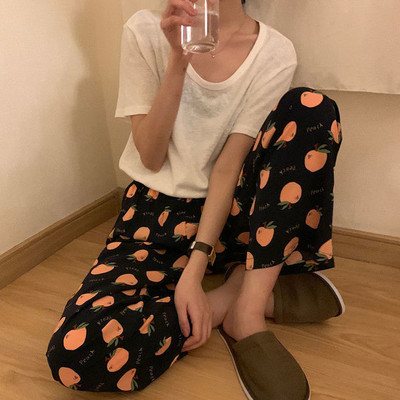 Sleep Bottoms Γυναικεία νυχτικά Κορεάτικου στιλ Ελαστική μέση Μακριά παντελόνια Soft Comfort Kawaiii Casual Print Γυναικεία Loose Spring Ins