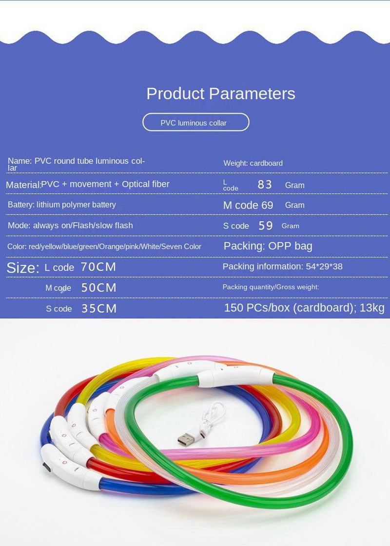 Atsparus vandeniui LED mirksinčios šviesos antkaklis šuniui USB įkraunamas švytintis šunų antkaklis, skirtas nakties saugai, naminių gyvūnėlių LED mirksintys naktiniai antkakliai