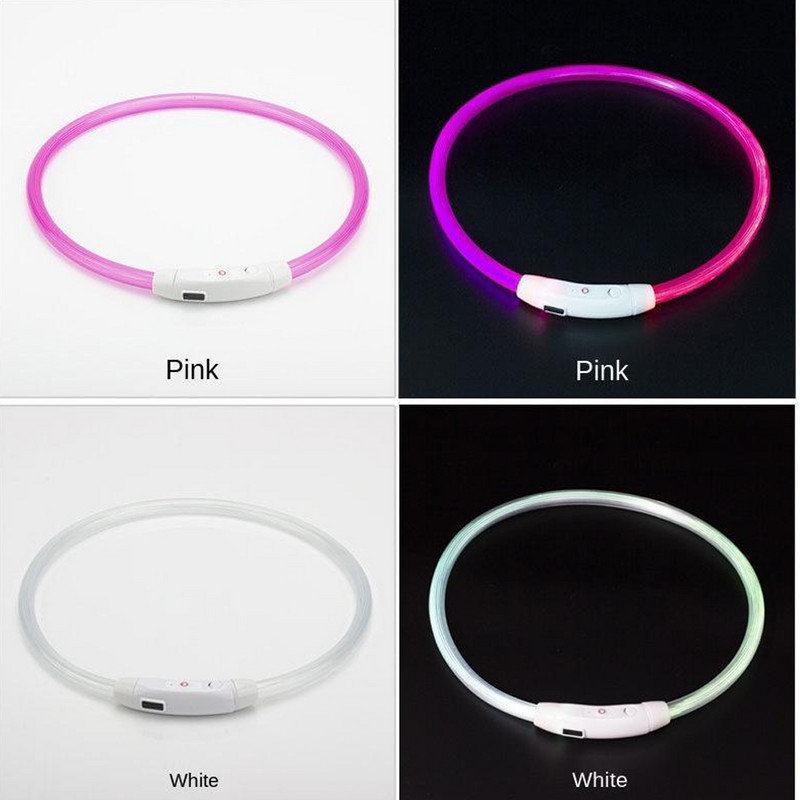 Atsparus vandeniui LED mirksinčios šviesos antkaklis šuniui USB įkraunamas švytintis šunų antkaklis, skirtas nakties saugai, naminių gyvūnėlių LED mirksintys naktiniai antkakliai