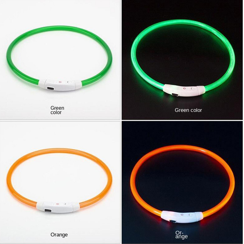 Atsparus vandeniui LED mirksinčios šviesos antkaklis šuniui USB įkraunamas švytintis šunų antkaklis, skirtas nakties saugai, naminių gyvūnėlių LED mirksintys naktiniai antkakliai