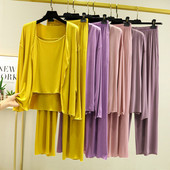 Fdfklak New Arrivals 3PCS Sleepwear Σετ Πυτζάμες Εσώρουχα Πιτζάμες Άνοιξη Καλοκαίρι Modal Μαλακά και άνετα ρούχα σπιτιού