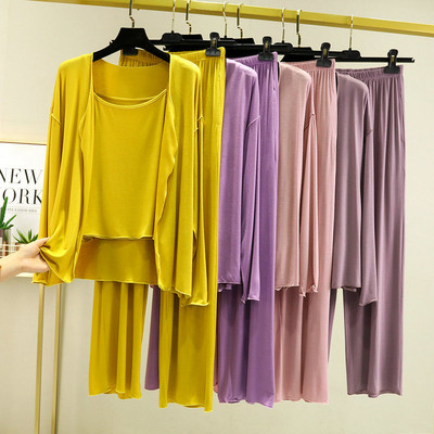 Fdfklak New Arrivals 3PCS Sleepwear Σετ Πυτζάμες Εσώρουχα Πιτζάμες Άνοιξη Καλοκαίρι Modal Μαλακά και άνετα ρούχα σπιτιού