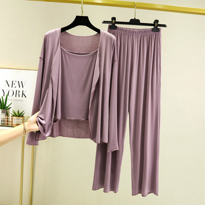 Fdfklak New Arrivals 3PCS Sleepwear Σετ Πυτζάμες Εσώρουχα Πιτζάμες Άνοιξη Καλοκαίρι Modal Μαλακά και άνετα ρούχα σπιτιού