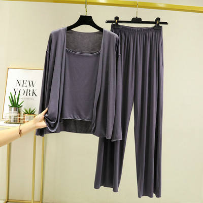 Fdfklak New Arrivals 3PCS Sleepwear Σετ Πυτζάμες Εσώρουχα Πιτζάμες Άνοιξη Καλοκαίρι Modal Μαλακά και άνετα ρούχα σπιτιού