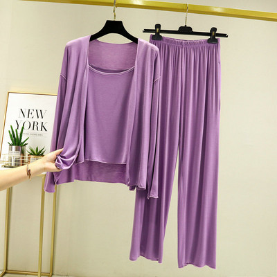 Fdfklak New Arrivals 3PCS Sleepwear Σετ Πυτζάμες Εσώρουχα Πιτζάμες Άνοιξη Καλοκαίρι Modal Μαλακά και άνετα ρούχα σπιτιού