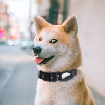 Κολάρο για σκύλους μόδας με θήκη Apple Airtag Nylon κολάρο κατοικίδιων ζώων Ανακλαστικό μαλακό αντι-χαμένο κολάρο παρακολούθησης Προμήθειες σκυλιών Κοστούμι για σκύλο