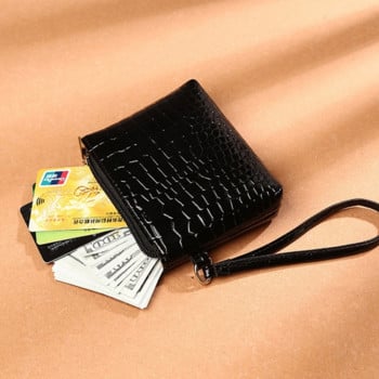 Нов мини дамски портфейл Крокодилска шарка Къса чанта за монети с цип Модна дамска чанта за монети от изкуствена кожа