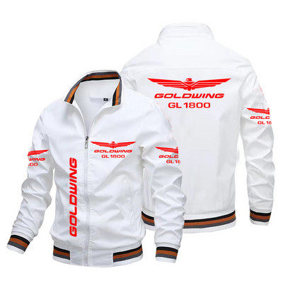 Jachetă pentru bărbați pentru motocicletă Honda 2023, Jachetă bomber cu imprimeu Honda Gold Wing GL1800, Uniformă de baseball la modă Jachetă pentru bărbați