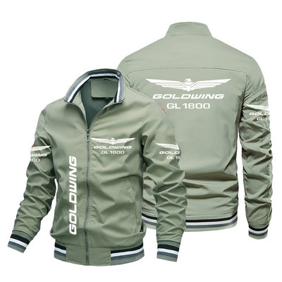 Jachetă pentru bărbați pentru motocicletă Honda 2023, Jachetă bomber cu imprimeu Honda Gold Wing GL1800, Uniformă de baseball la modă Jachetă pentru bărbați