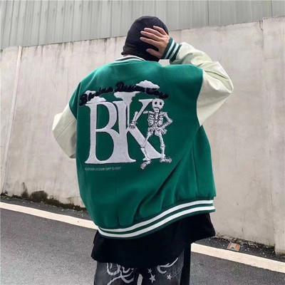 American Fried Street Embroidery Στολή μπέιζμπολ ανδρών και γυναικών Ruffian όμορφος με κουμπιά Υψηλής αίσθησης Χειμερινό παλτό με πέτο