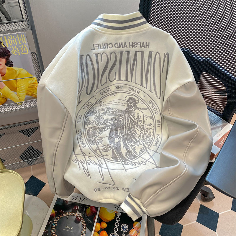 American Fried Street Embroidery Στολή μπέιζμπολ ανδρών και γυναικών Ruffian όμορφος με κουμπιά Υψηλής αίσθησης Χειμερινό παλτό με πέτο