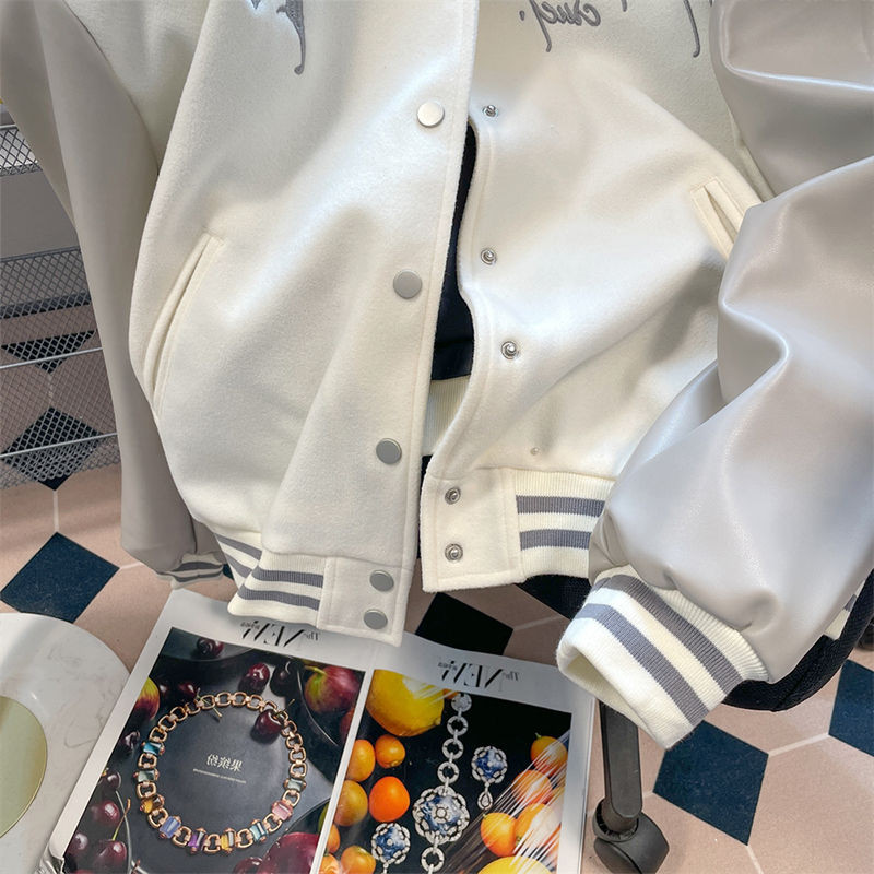 American Fried Street Embroidery Στολή μπέιζμπολ ανδρών και γυναικών Ruffian όμορφος με κουμπιά Υψηλής αίσθησης Χειμερινό παλτό με πέτο