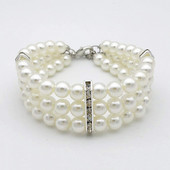 Κοσμήματα φανταχτερών μαργαριταριών 3 σειρών με διαμάντι κολιέ για σκύλους με στρας Bling για γάτες Κοστούμι για φλιτζάνι τσαγιού Yorkie για σκύλους