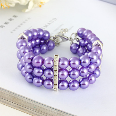 Κοσμήματα φανταχτερών μαργαριταριών 3 σειρών με διαμάντι κολιέ για σκύλους με στρας Bling για γάτες Κοστούμι για φλιτζάνι τσαγιού Yorkie για σκύλους