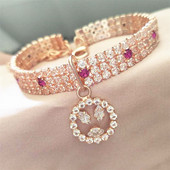 Εξαιρετικό κολάρο Bling Crystal Dog Χαριτωμένο μενταγιόν σε σχήμα διαμαντιού κουταβιού κατοικίδιο ζώο γυαλιστερό κολιέ από στρας Αξεσουάρ για κατοικίδια