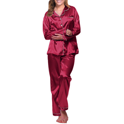 Pijamale pentru femei Iarnă cu mâneci lungi Lenjerie de dormit Lenjerie sexy Seturi de pijamale din satin Haine de noapte pentru femei Pijamale din mătase Lenjerie de relaxare Nou