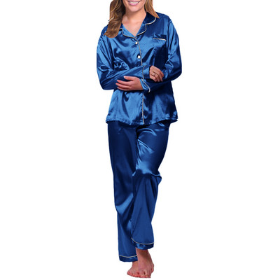 Pijamale pentru femei Iarnă cu mâneci lungi Lenjerie de dormit Lenjerie sexy Seturi de pijamale din satin Haine de noapte pentru femei Pijamale din mătase Lenjerie de relaxare Nou