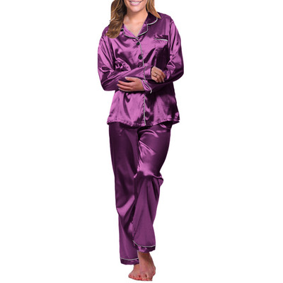 Pijamale pentru femei Iarnă cu mâneci lungi Lenjerie de dormit Lenjerie sexy Seturi de pijamale din satin Haine de noapte pentru femei Pijamale din mătase Lenjerie de relaxare Nou