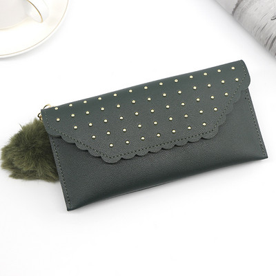 Γυναικεία μακριά πορτοφόλια σχεδιαστών πεταλούδων PU Δερμάτινη τσάντα για χρήματα από συμπαγές μαλλί Τσάντα συμπλέκτη με μπάλα φιόγκο Τσάντα μεγάλης χωρητικότητας Τσάντα για κάρτες Τσάντα για κέρματα