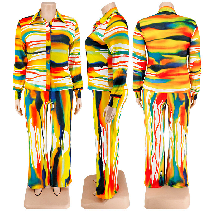 Plus Size Γυναικεία Σετ 5xl Print Μπλούζα Μπλούζα και Φαρδύ Παντελόνι Καλοκαιρινής Μόδας 2023 Σετ δύο τεμαχίων Φθινοπωρινά γυναικεία ρούχα χονδρικής