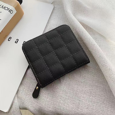 Dámska módna malá peňaženka na zips s mincovou peňaženkou z PU kože, kockované kabelky, dámske roztomilé mini kórejské prevedenie, malé balenie kariet, nové v...