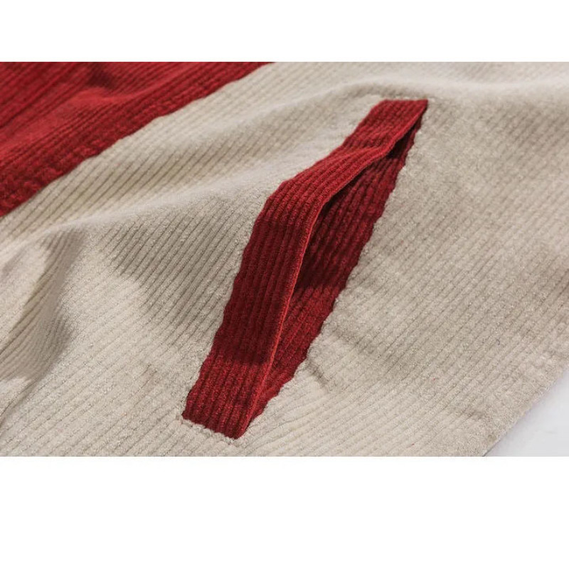 Corduroy College Μπουφάν Ανδρικά Άνοιξη Φθινόπωρο Casual Μόδα Κόκκινα ρούχα μπέιζμπολ Ανδρικά ρετρό συνονθύλευμα Color Block πανωφόρια