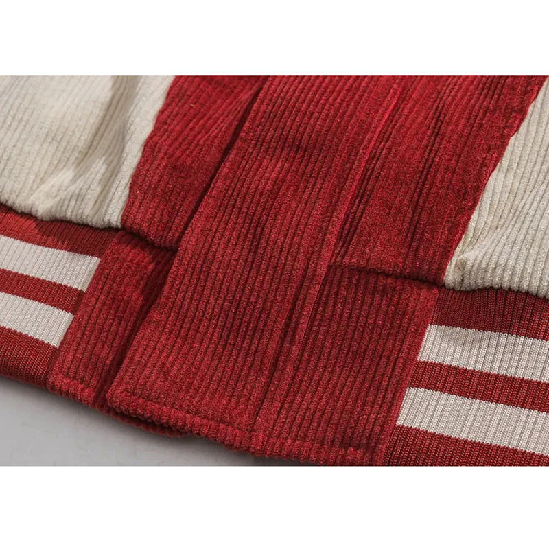 Corduroy College Μπουφάν Ανδρικά Άνοιξη Φθινόπωρο Casual Μόδα Κόκκινα ρούχα μπέιζμπολ Ανδρικά ρετρό συνονθύλευμα Color Block πανωφόρια
