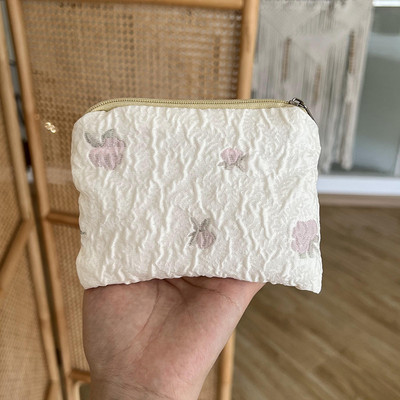 Μίνι φερμουάρ Πορτοφόλι με κέρματα Γυναικεία Χαριτωμένα φλοράλ τσαντάκι συμπλέκτη Τσάντα κραγιόν Τσάντα κλειδί Πορτοφόλι Lady Cotton Ταξιδιωτικό μακιγιάζ Τσάντα αποθήκευσης Monedero