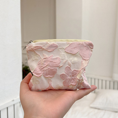 Μίνι φερμουάρ Πορτοφόλι με κέρματα Γυναικεία Χαριτωμένα φλοράλ τσαντάκι συμπλέκτη Τσάντα κραγιόν Τσάντα κλειδί Πορτοφόλι Lady Cotton Ταξιδιωτικό μακιγιάζ Τσάντα αποθήκευσης Monedero