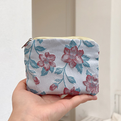 Μίνι φερμουάρ Πορτοφόλι με κέρματα Γυναικεία Χαριτωμένα φλοράλ τσαντάκι συμπλέκτη Τσάντα κραγιόν Τσάντα κλειδί Πορτοφόλι Lady Cotton Ταξιδιωτικό μακιγιάζ Τσάντα αποθήκευσης Monedero