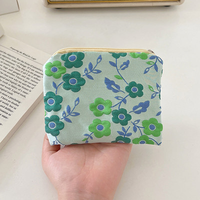 Μίνι φερμουάρ Πορτοφόλι με κέρματα Γυναικεία Χαριτωμένα φλοράλ τσαντάκι συμπλέκτη Τσάντα κραγιόν Τσάντα κλειδί Πορτοφόλι Lady Cotton Ταξιδιωτικό μακιγιάζ Τσάντα αποθήκευσης Monedero