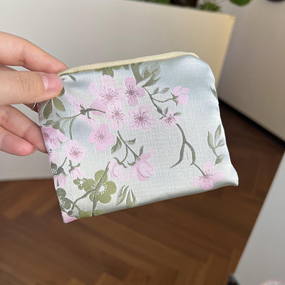 Μίνι φερμουάρ Πορτοφόλι με κέρματα Γυναικεία Χαριτωμένα φλοράλ τσαντάκι συμπλέκτη Τσάντα κραγιόν Τσάντα κλειδί Πορτοφόλι Lady Cotton Ταξιδιωτικό μακιγιάζ Τσάντα αποθήκευσης Monedero