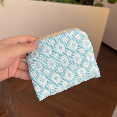 Μίνι φερμουάρ Πορτοφόλι με κέρματα Γυναικεία Χαριτωμένα φλοράλ τσαντάκι συμπλέκτη Τσάντα κραγιόν Τσάντα κλειδί Πορτοφόλι Lady Cotton Ταξιδιωτικό μακιγιάζ Τσάντα αποθήκευσης Monedero