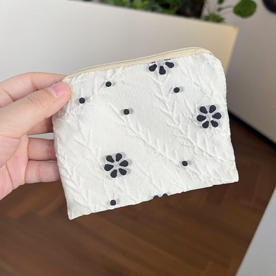 Μίνι φερμουάρ Πορτοφόλι με κέρματα Γυναικεία Χαριτωμένα φλοράλ τσαντάκι συμπλέκτη Τσάντα κραγιόν Τσάντα κλειδί Πορτοφόλι Lady Cotton Ταξιδιωτικό μακιγιάζ Τσάντα αποθήκευσης Monedero