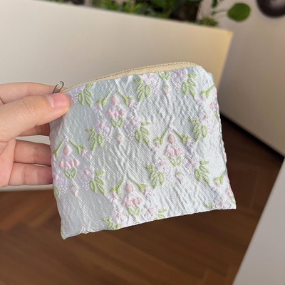 Μίνι φερμουάρ Πορτοφόλι με κέρματα Γυναικεία Χαριτωμένα φλοράλ τσαντάκι συμπλέκτη Τσάντα κραγιόν Τσάντα κλειδί Πορτοφόλι Lady Cotton Ταξιδιωτικό μακιγιάζ Τσάντα αποθήκευσης Monedero