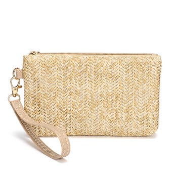 Ύφανση Ψάθινη τσάντα Μόδα Γυναικεία Wristlet Clutch Τσάντες τηλεφώνου Καθημερινά χρήματα Τσάντες υφαντό πορτοφόλι με κέρματα Θήκες πορτοφολιού παραλίας Monederos Νέο