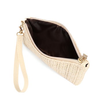 Ύφανση Ψάθινη τσάντα Μόδα Γυναικεία Wristlet Clutch Τσάντες τηλεφώνου Καθημερινά χρήματα Τσάντες υφαντό πορτοφόλι με κέρματα Θήκες πορτοφολιού παραλίας Monederos Νέο