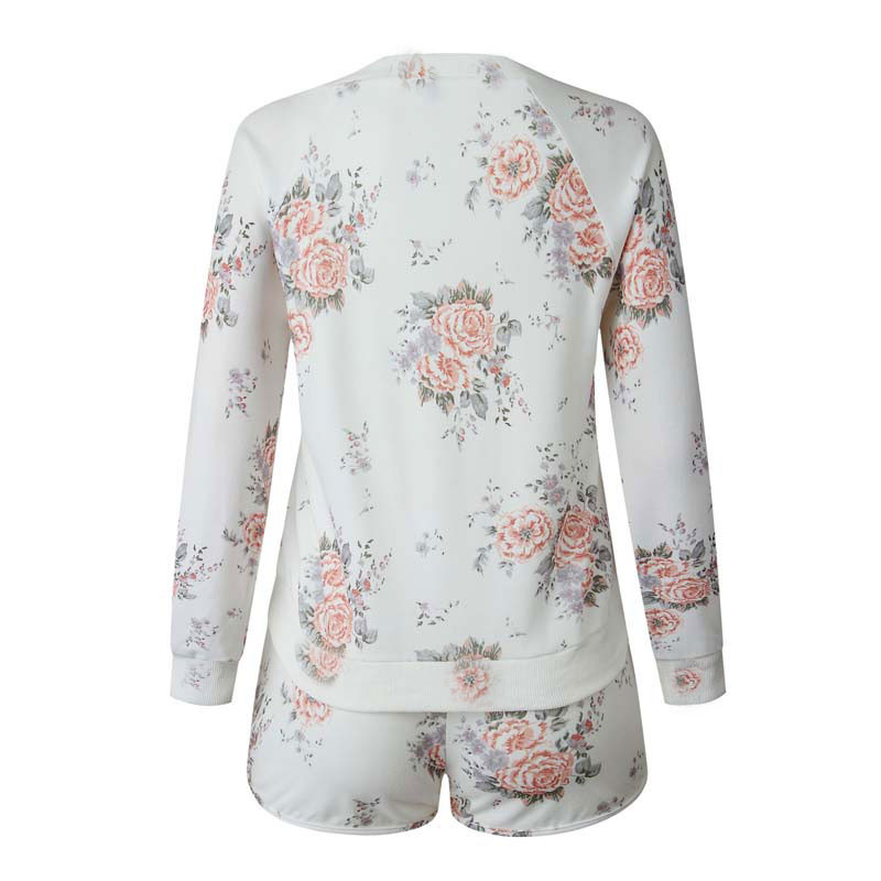 Φθινοπωρινό σετ πιτζάμες με λουλουδάτο στάμπα Γυναικείο κοστούμι σαλονιού Γυναικείο κοστούμι σπιτικού μακρυμάνικο λουλούδι Πυτζάμες