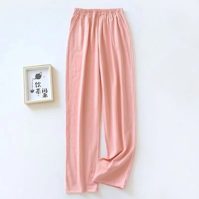 Naiste puuvillased pidžaamapüksid ühevärvilised vabaaja lahtised magamispüksid, naiste salong Kodukandmine suvised õhukesed kodupüksid